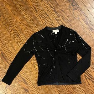 VINTAGE Astrology Silk/Cashmere Black Cardigan Sweater